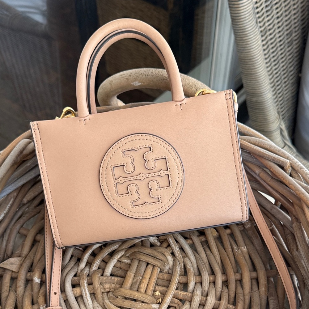 Tory Burch MINI ELLA BIO TOTE tan EUC